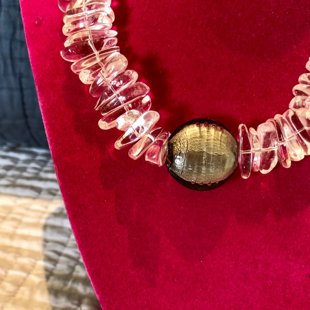 Lucite And Brushed Silver Statement Necklace - image 2